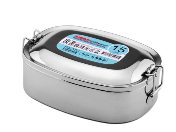 康潔 橢圓便當盒 16CM-白鐵便當盒.不鏽鋼飯盒
